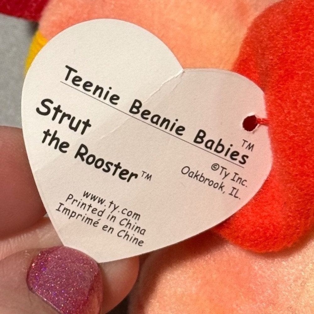 Ty Teenie Beanie Babies McDonald's Lot of 3 Rooster Blue Jay Stretchy Ostrich - Picture 2 of 10